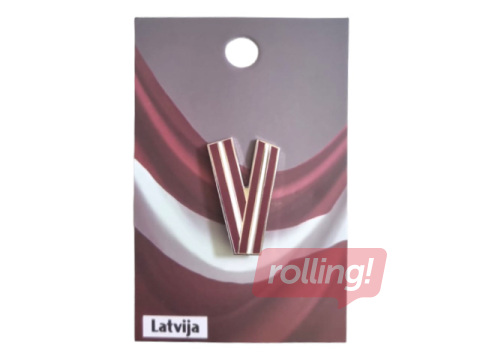 Piespraude-nozīmīte Latvijas karogs, V veida