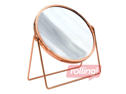 Kosmētiskais spogulis Sapho Ridder, divpusējs, tērauda, vara krāsa, Ø16×20.5cm