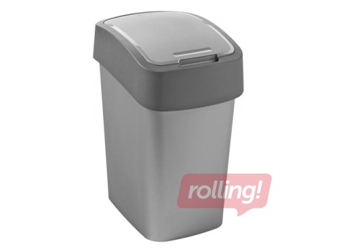 Atkritumu tvertne Flip Bin, plastmasas, sudraba/pelēka, 25 l