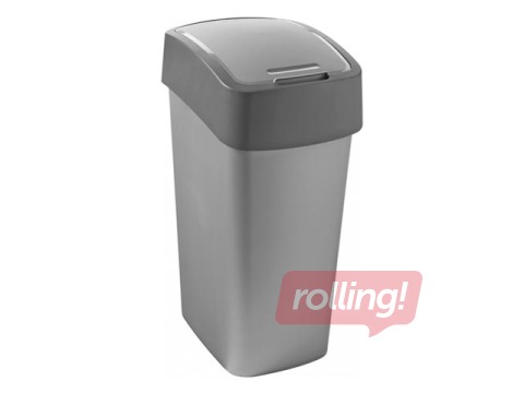 Atkritumu tvertne Flip Bin, plastmasas, sudraba/pelēka, 45 l