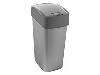 Atkritumu tvertne Flip Bin, plastmasas, sudraba/pelēka, 45 l
