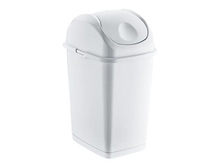 Atkritumu tvertne ar šūpojošos vāku SLIM, plastmasas, balta, 18l