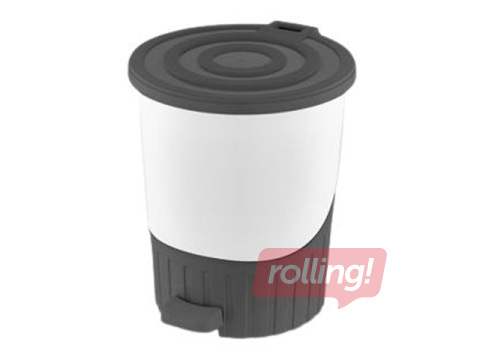 Atkritumu tvertne ar pedāli Dunyaplastik, antracīts/balts, 26l