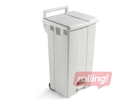 Atkritumu tvertne ar pedāli, balta, 90l