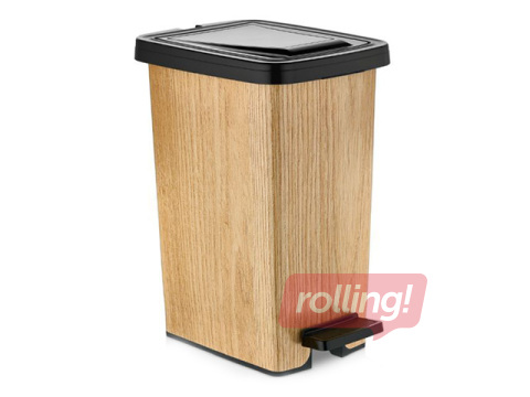 Atkritumu tvertne ar pedāli Slim Ozer, koka prints, 25l