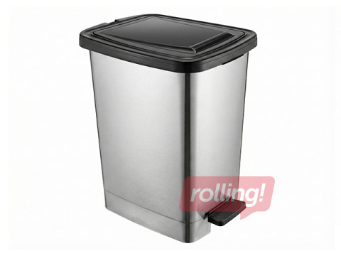 Atkritumu tvertne ar pedāli Ozer, Slim, metāliska, 15l