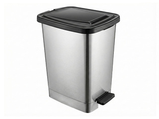 Atkritumu tvertne ar pedāli Ozer, Slim, metāliska, 15l