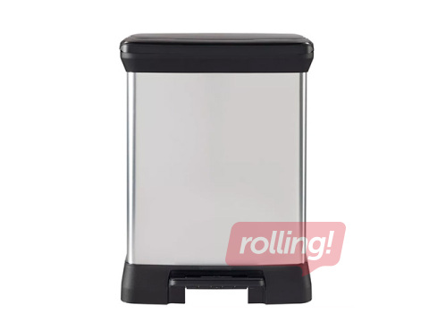 Atkritumu tvertne Curver, Deco Bin Duo, ar pedāli, 2 nodalījumi, sudraba, 10+18l