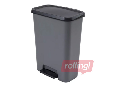 Atkritumu tvertne Curver, Compatta Duo, ar pedāli, 2 nodalījumi, pelēka, 23+23l