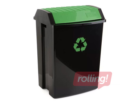 Atkritumu tvertne Tatay, melna ar zaļu vāku, 50l