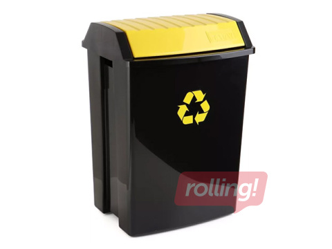 Atkritumu tvertne Tatay, melna ar dzeltenu vāku, 50l