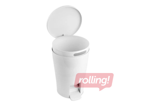 Atkritumu tvertne Tatay Diabolo, ar pedāli, balta, 5l