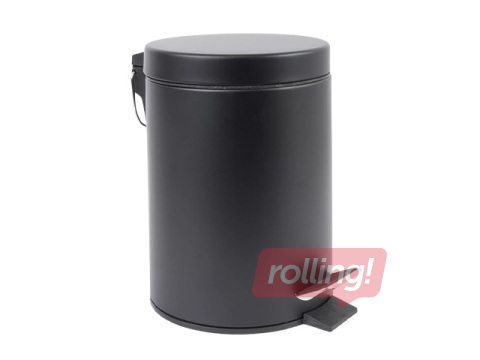 Atkritumu tvertne ar pedāli, metāla, melna, 3l