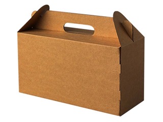 Corrugated cardboard gift box with a handle, 289x115x155 mm, brown