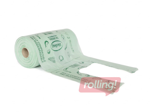 Maisiņi ar rokturiem BioBag, kompostējami, 13μm, zaļi, 34×42cm, 300 gab.