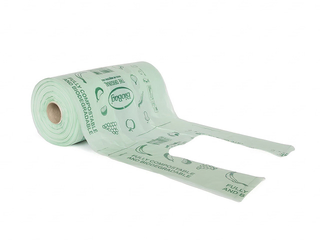 Maisiņi ar rokturiem BioBag, kompostējami, 13μm, zaļi, 34×42cm, 300 gab.