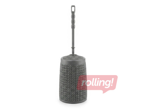 Tualetes birste Dunyaplastik, ar turētāju, plastmasa, ar adījuma motīvu, tumši pelēka