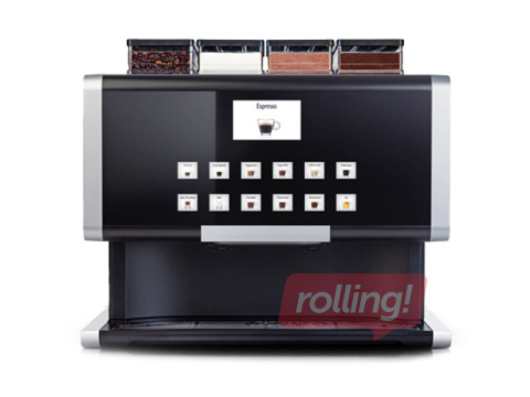 Kafijas automāts Rhea rhTT3.pro, ar 1 kafijas un 3 pulvera tvertnēm, melns ar sudraba elementiem