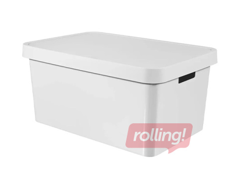 Uzglabāšanas kaste Curver Infinity Recycled, ar vāku, balta, 56×39×27cm, 45l