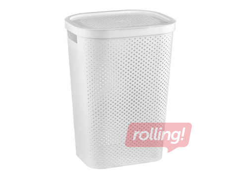 Veļas kaste Curver Infinity Recycled, ar vāku, balta, 60l