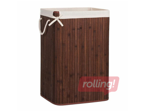 Veļas kaste Springos, ar vāku, brūna, bambusa, 72l