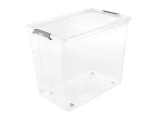 Uzglabāšanas kaste Keeeper Leo, ar vāku, uz ritenīšiem, caurspīdīga, 59x38x47cm, 74l