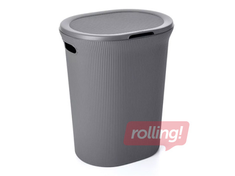 Veļas kaste Tatay Baobab, ar vāku, pelēka, 40l