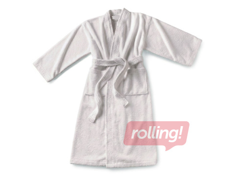 Frotē halāts, bez apkakles, balts, M izmērs