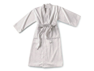 Frotē halāts, bez apkakles, balts, L izmērs