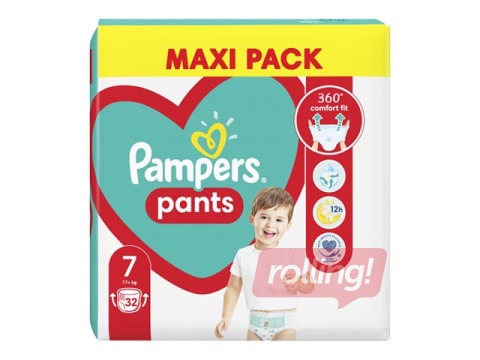 Autiņbiksītes Pampers Maxi Pack 7 (17 + kg) biksītes, 32 gab.