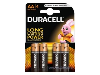 Baterijas Duracell Alkaline, AA, 1.5V, 4 gab.