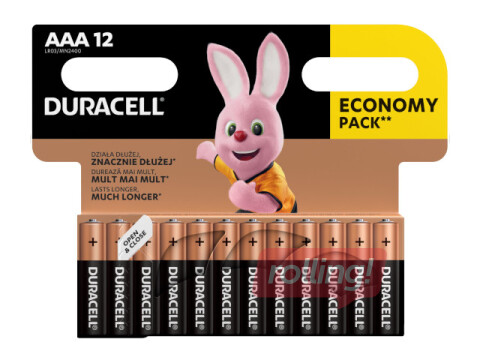 Baterijas Duracell Alkaline, AAA, 1.5V, 12 gab.