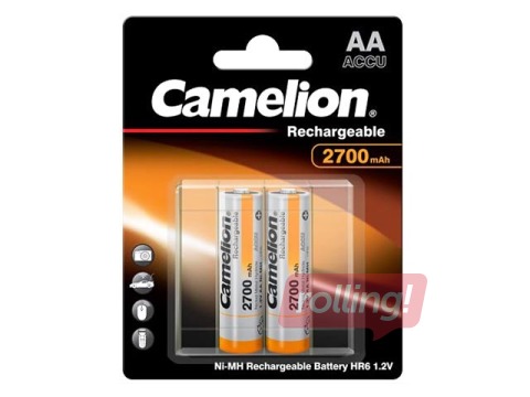 Lādējamās baterijas Camelion Ni-Mh 2700 mAh, AA, 2 gab.