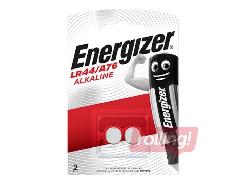 Baterijas Energizer tablešu tipa, LR44, 1.5V alkaline, 2 gab.