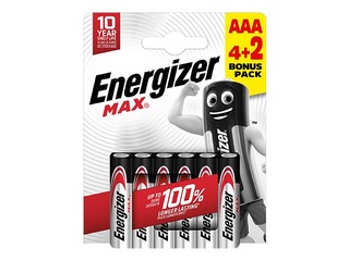 Baterijas Energizer MAX Alkaline, AAA B4+2,1.5V, 6 gab.