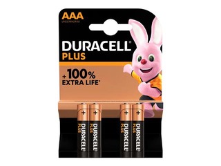 Baterijas Duracell Plus Alkaline, AAA, 1.5V, 4 gab.