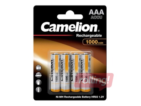 Lādējamās baterijas Camelion Ni-Mh 1000 mAh, AAA, 4 gab.