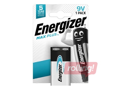 Baterija Energizer Max Plus, B1, 9V, 1 gab.