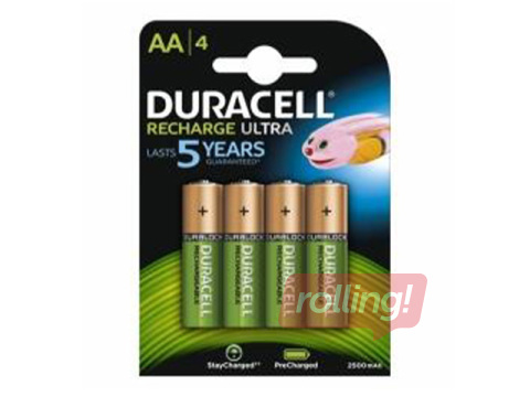 Lādējamās baterijas Duracell, HR06, 2500 mAh, AA, 4 gab.