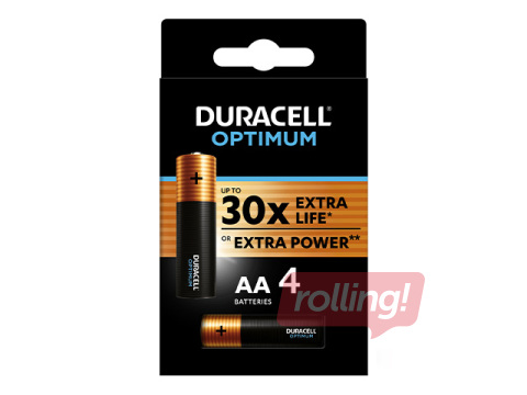 Baterija Duracell Optimum Alkaline AA, 1.5V, 4 gab.