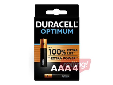 Baterija Duracell Optimum Alkaline AAA, 1.5V, 4 gab.