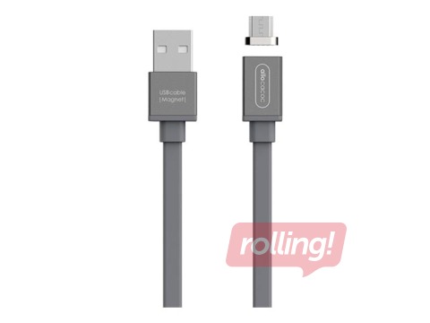 USB kabelis ALLOCACOC USB to microUSB magnet cable, 1.5m, pelēks