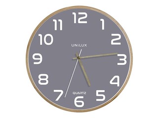 Sienas pulkstenis Unilux Baltic, koka rāmis, pelēks 31.5 cm