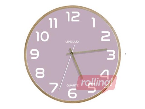 Sienas pulkstenis Unilux Baltic, koka rāmis, roza 31.5 cm