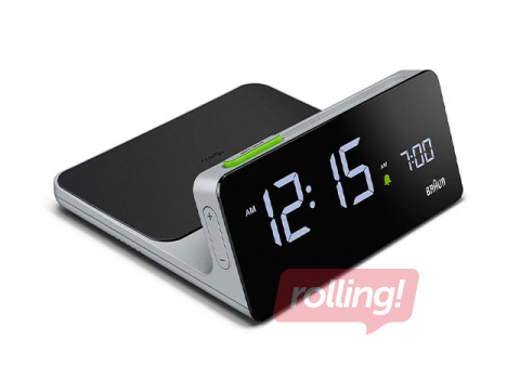 Modinātājpulkstenis Braun BC21, ar bezvadu uzlādi, melns