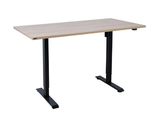 Augstumā regulējams galds Ergo, melns rāmis, hikorija koka toņa virsma, 160x80cm