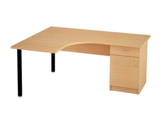 Office table with side cabinet, drawer and door (corner table)