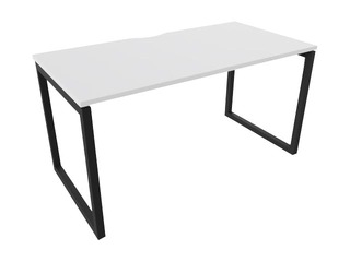 Офисный стол с металлическим каркасом и O-образными ножками, 160 см, белый тон, черные ножки