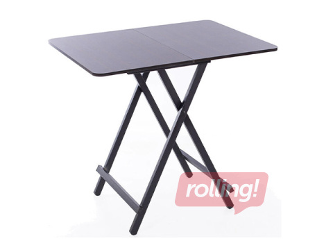 Galds, saliekams, melns rāmis, tumši brūna virsma, 80x60x75cm