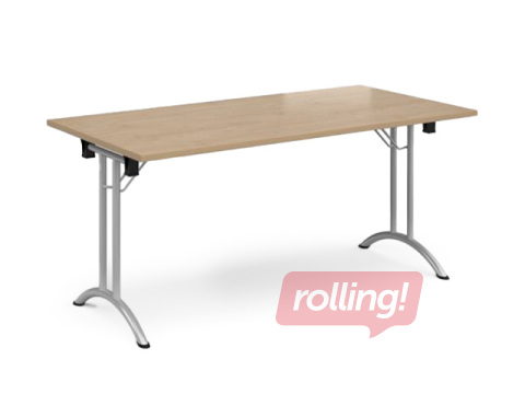 Konferenču galds ZH, ar nolokāmām kājām, pelēks rāmis, ozola toņa virsma, 160x80x73cm